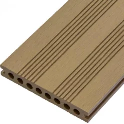 Online C-Wood Vlonderplank composiet semi massief 2,1 x 14 cm teak bruin (4 mtr) fijne ribbel en vlak