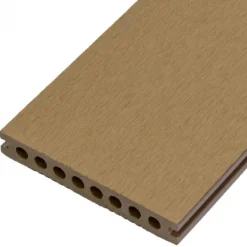 Online C-Wood Vlonderplank composiet semi massief 2,1 x 14 cm teak bruin (4 mtr) fijne ribbel en vlak