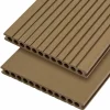 Hot C-Wood Vlonderplank composiet semi massief 2,5 x 25 cm - XXL teak bruin (4 mtr) grove ribbel/geborsteld
