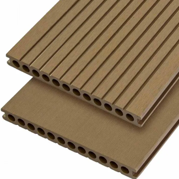 Hot C-Wood Vlonderplank composiet semi massief 2,5 x 25 cm - XXL teak bruin (4 mtr) grove ribbel/geborsteld