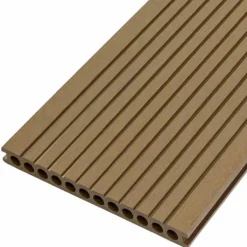 Hot C-Wood Vlonderplank composiet semi massief 2,5 x 25 cm - XXL teak bruin (4 mtr) grove ribbel/geborsteld