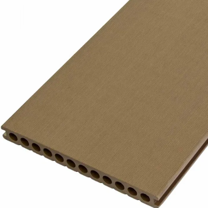 Hot C-Wood Vlonderplank composiet semi massief 2,5 x 25 cm - XXL teak bruin (4 mtr) grove ribbel/geborsteld