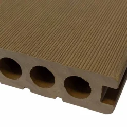 Hot C-Wood Vlonderplank composiet semi massief 2,5 x 25 cm - XXL teak bruin (4 mtr) grove ribbel/geborsteld