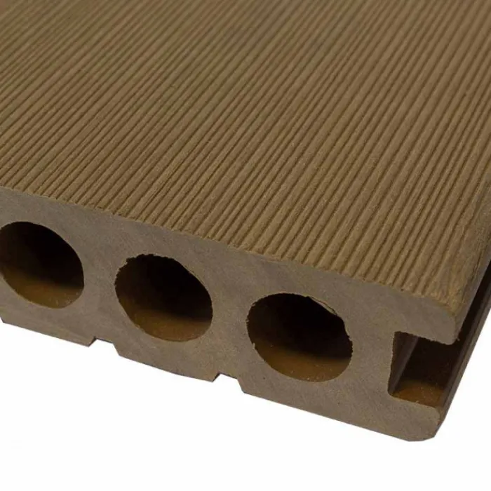 Hot C-Wood Vlonderplank composiet semi massief 2,5 x 25 cm - XXL teak bruin (4 mtr) grove ribbel/geborsteld