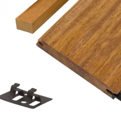 Online Smaragd Vlonderplank totaalpakket hardhout Merbau 2,1 x 14,5 cm (4,90 mtr) geschaafd voor RVS clips