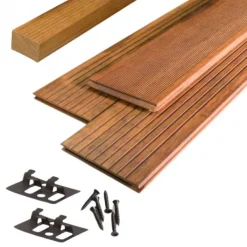 New aMbooo Vlonderplank totaalpakket bamboe Prestige geolied coffee 2,0 x 14 cm (2,20 mtr) groef/fijne ribbel