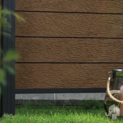 Elephant Zelfbouw schutting composiet Modular co-ex natural dark brown met zwarte profielen (180 x 180 cm)