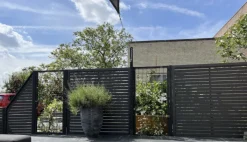 Clearance C-Wood Zelfbouw schutting composiet Louvre donker antraciet met antraciet alu accessoires (180 x 90 cm)